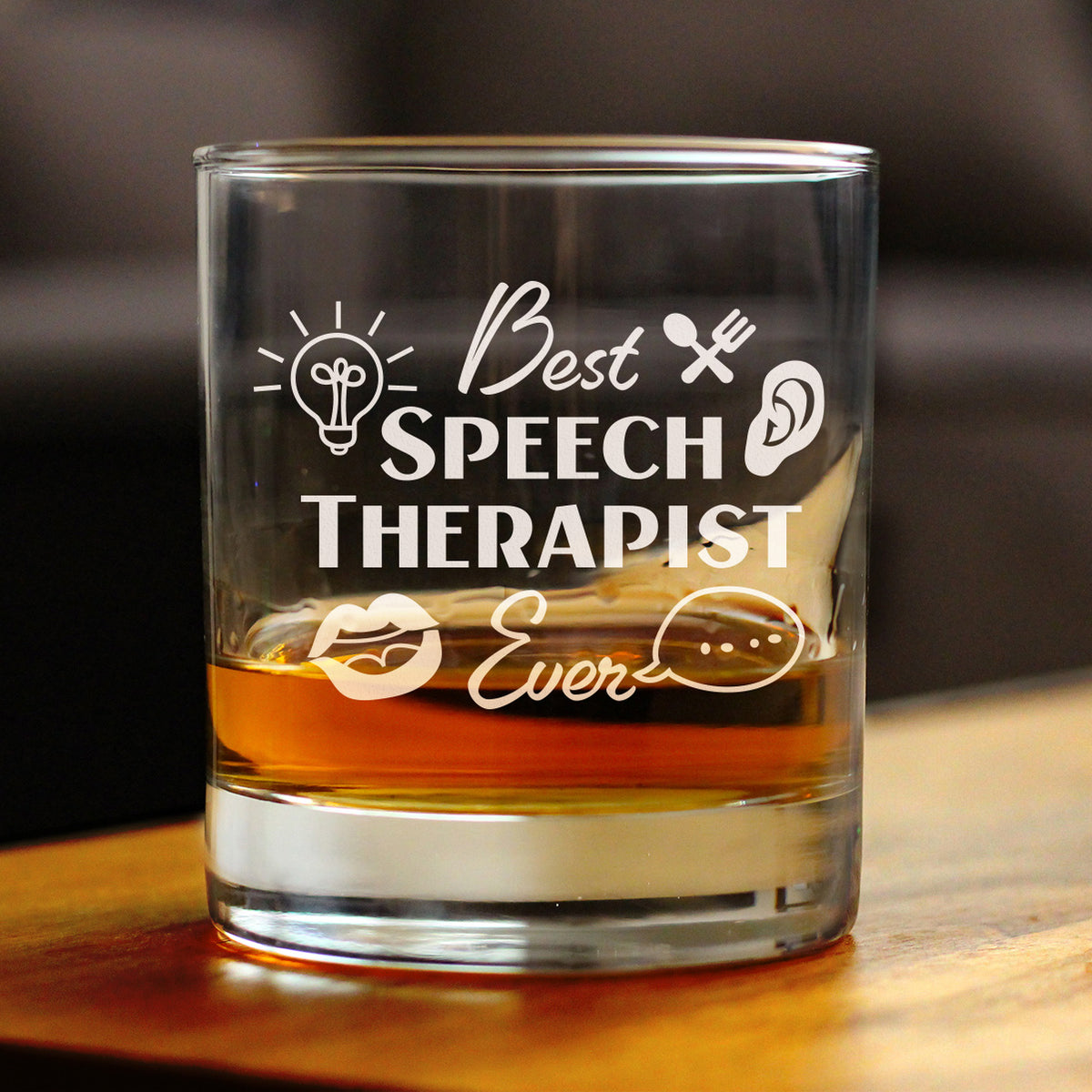 Best Speech Therapist - Whiskey Rocks Glass - Speech Pathologist Gifts - 10.25 oz Glasses