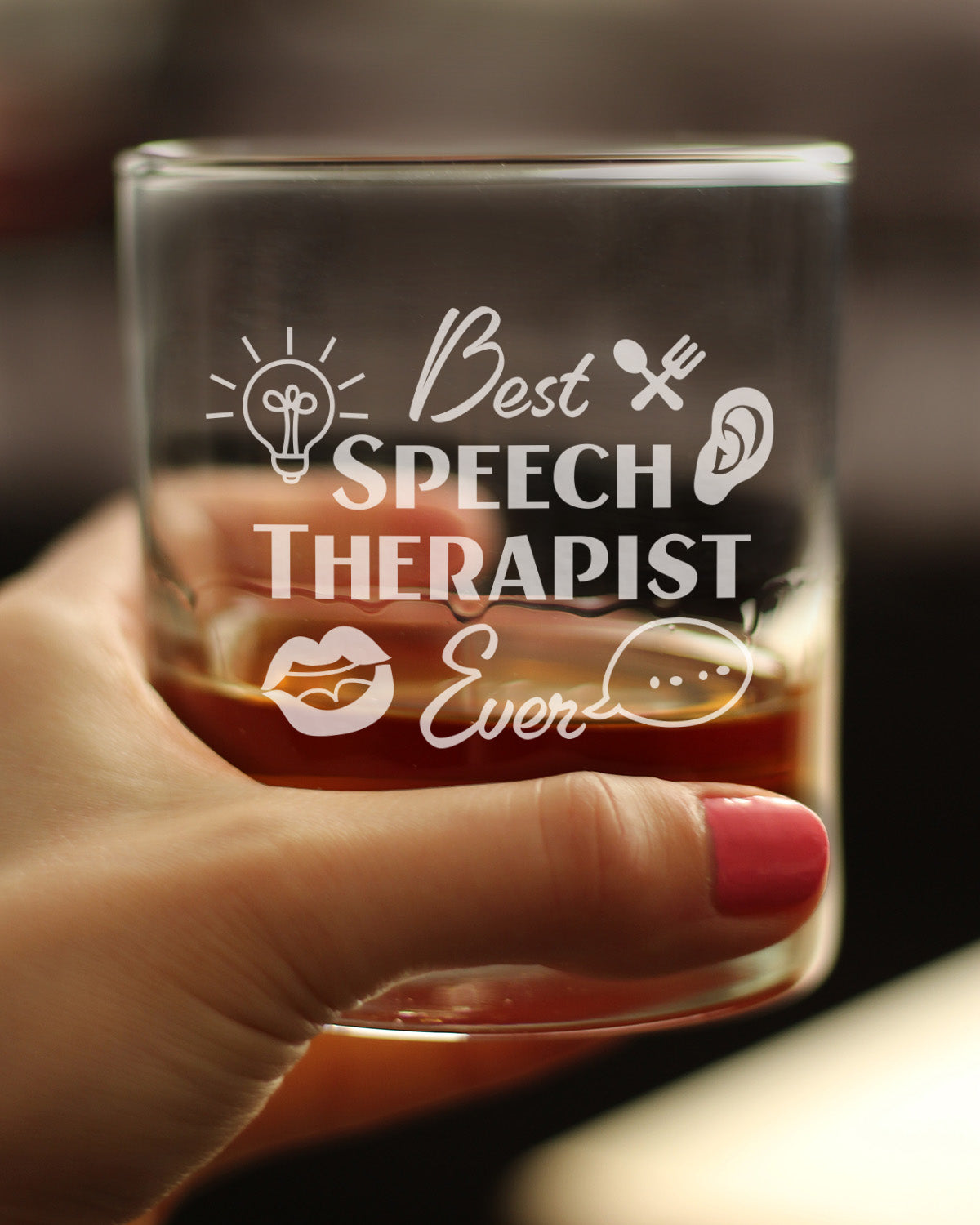 Best Speech Therapist - Whiskey Rocks Glass - Speech Pathologist Gifts - 10.25 oz Glasses