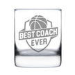 Basketball Coach Gifts for Coaches - Engraved Rocks Glass - Best Coach Ever - Weighted Whiskey Glasses - 10.25 oz