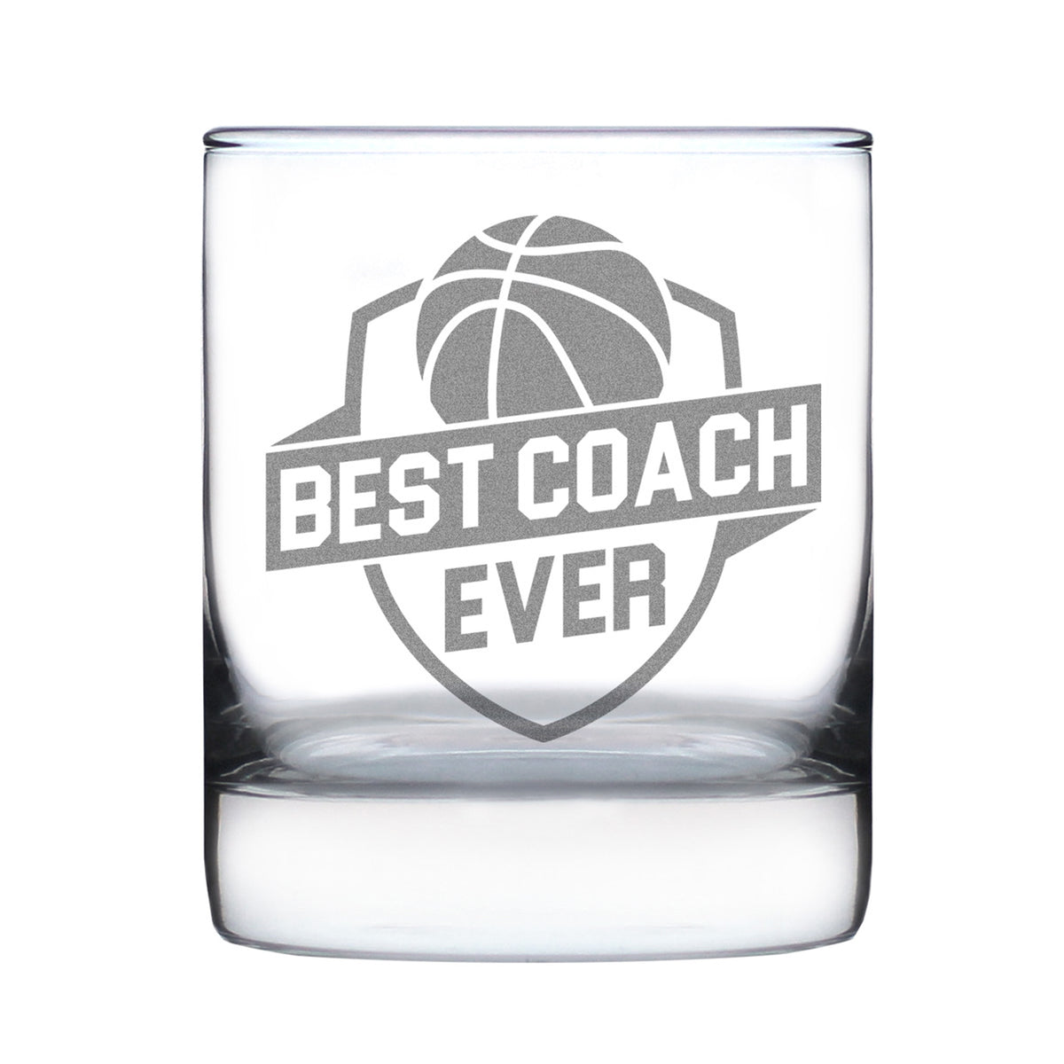 Basketball Coach Gifts for Coaches - Engraved Rocks Glass - Best Coach Ever - Weighted Whiskey Glasses - 10.25 oz