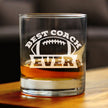 Coach Gifts for Football Coaches - Engraved Rocks Glass - Best Coach Ever - Weighted Whiskey Glasses - 10.25 oz