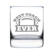 Coach Gifts for Football Coaches - Engraved Rocks Glass - Best Coach Ever - Weighted Whiskey Glasses - 10.25 oz