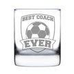 Soccer Gifts for Coaches - Engraved Rocks Glass - Best Coach Ever - Weighted Whiskey Glasses - 10.25 oz