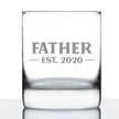 Father Est 2020 - New Dad Whiskey Rocks Glass Gift for First Time Daddy - Bold Engraved Whisky Drinking Glasses