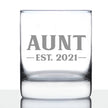 Aunt Est 2021 - New Aunties Whiskey Rocks Glass Gift for First Time Aunts - Bold 10.25 Oz Glasses