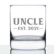 Uncle Est 2021 - Whiskey Rocks Glass Gift for First Time Uncles - Bold 10.25 Oz Glasses