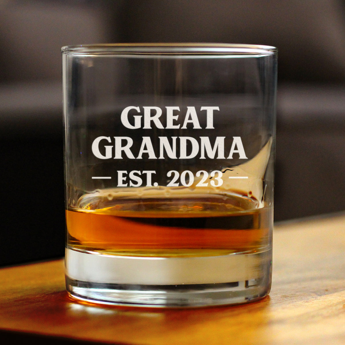 Great Grandma Est 2023 - New Great Grandmother Whiskey Rocks Glass Gift for First Time Great Grandparents - Bold 10.25 Oz Glasses