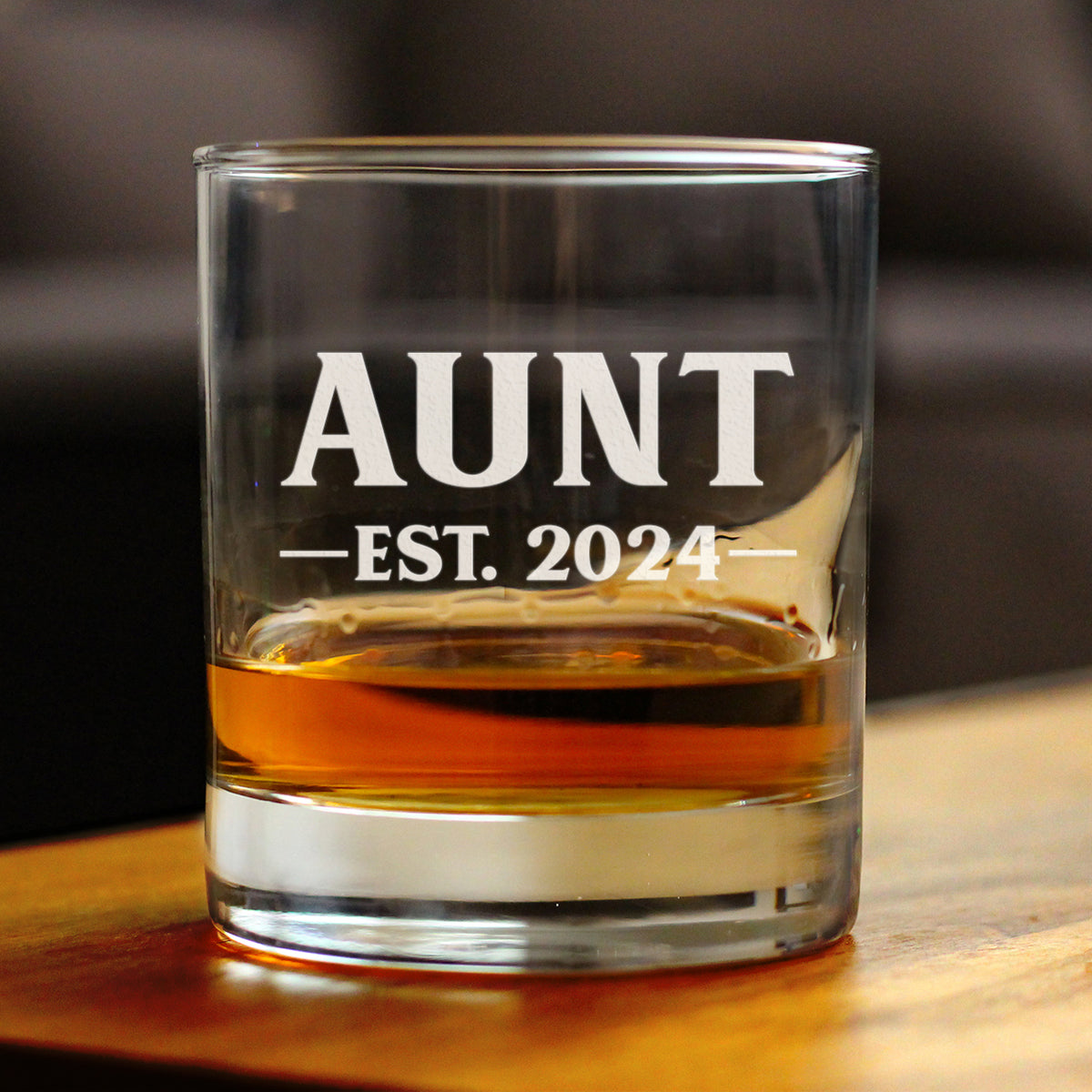 Aunt Est 2024 - New Aunties Whiskey Rocks Glass Gift for First Time Aunts - Bold 10.25 Oz Glasses