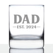 Dad Est 2024 - New Father Whiskey Rocks Glass Gift for First Time Parents - Bold 10.25 Oz Glasses