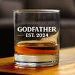 Godfather Est 2024 - New Godfather Whiskey Rocks Glass Proposal Gift for First Time Godparents - Bold 10.25 Oz Glasses