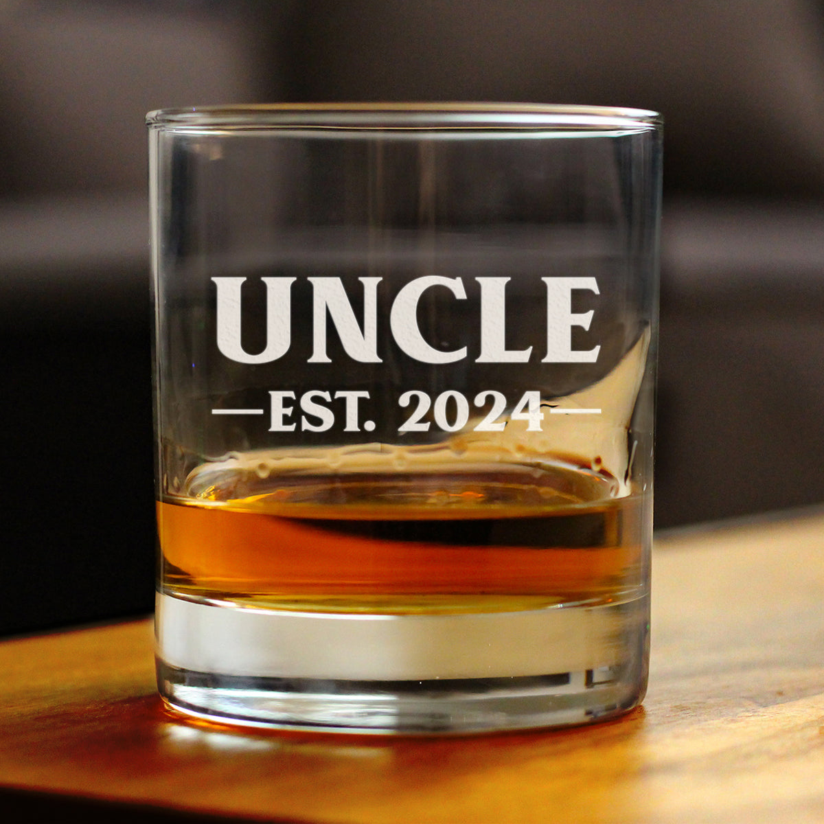 Uncle Est 2024 - Whiskey Rocks Glass Gift for First Time Uncles - Bold 10.25 Oz Glasses