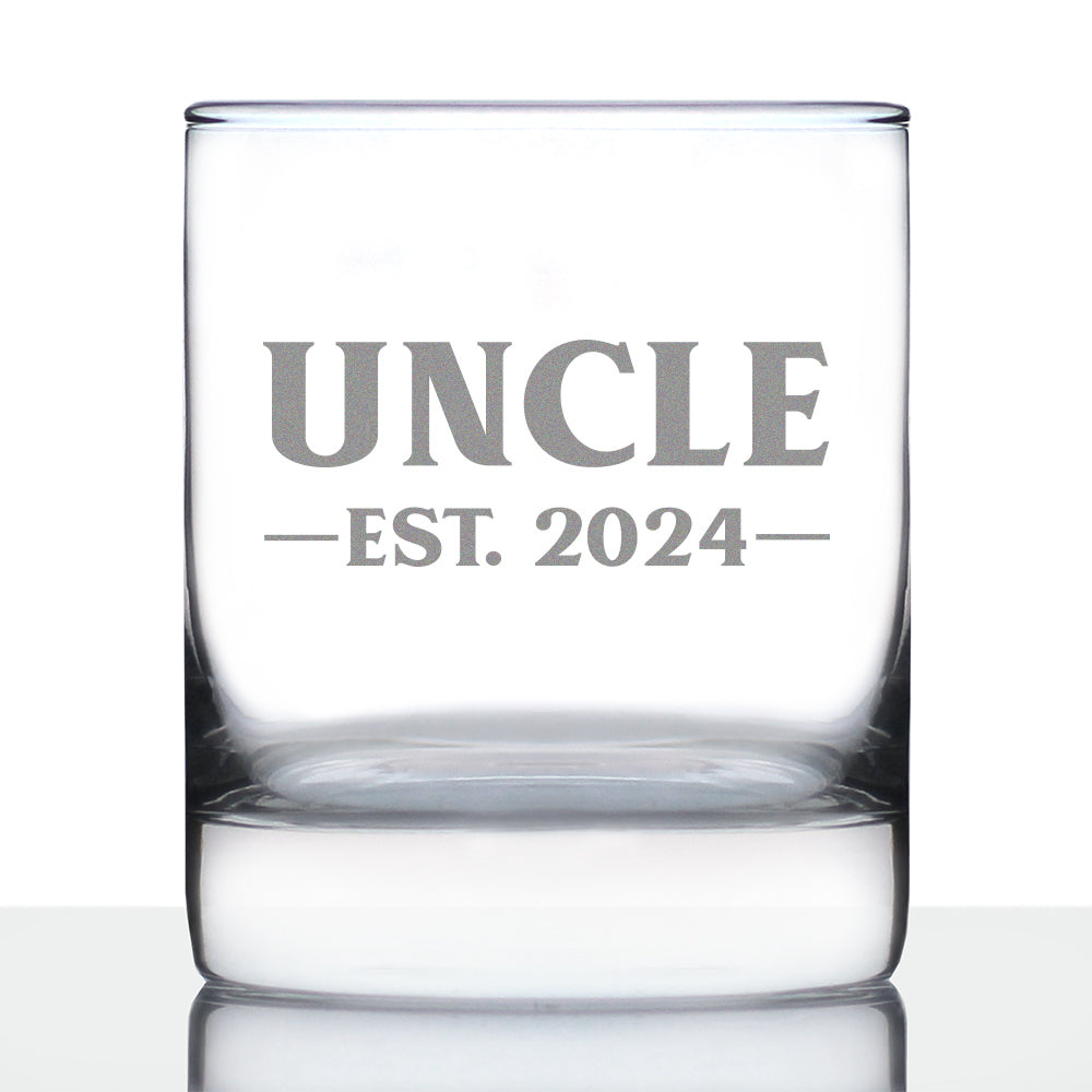 Uncle Est 2024 - Whiskey Rocks Glass Gift for First Time Uncles - Bold 10.25 Oz Glasses