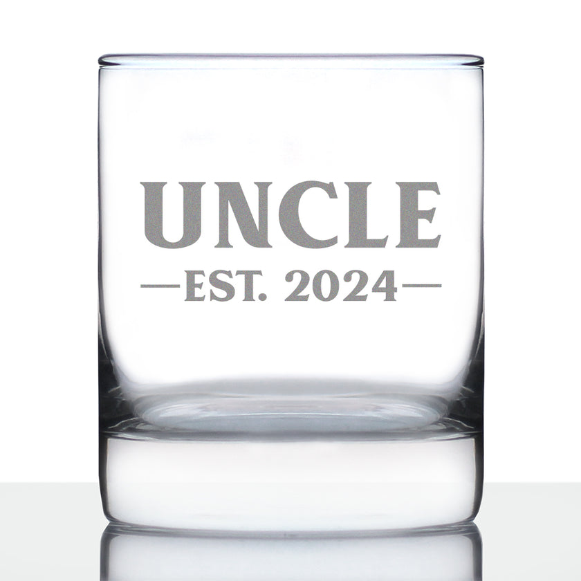 Uncle Est 2024 - Whiskey Rocks Glass Gift for First Time Uncles - Bold 10.25 Oz Glasses