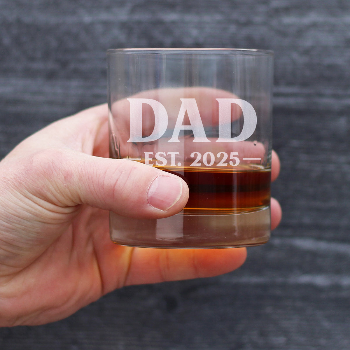 Dad Est 2025 - New Father Whiskey Rocks Glass Gift for First Time Parents - Bold 10.25 Oz Glasses