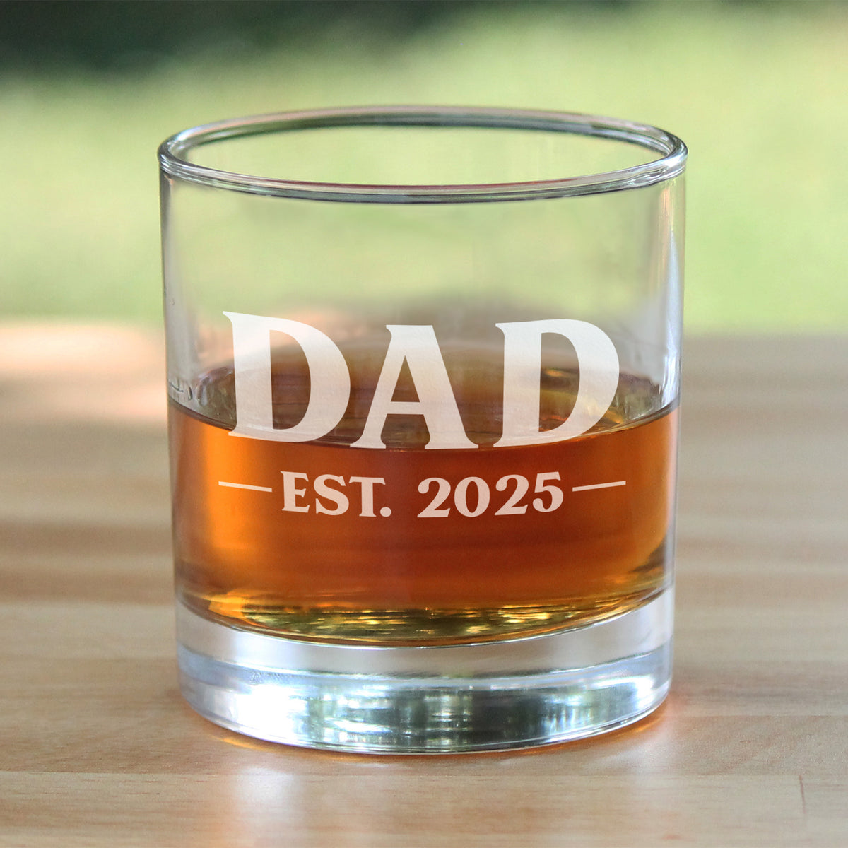 Dad Est 2025 - New Father Whiskey Rocks Glass Gift for First Time Parents - Bold 10.25 Oz Glasses