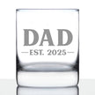 Dad Est 2025 - New Father Whiskey Rocks Glass Gift for First Time Parents - Bold 10.25 Oz Glasses