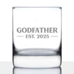 Godfather Est 2025 - New Godfather Whiskey Rocks Glass Proposal Gift for First Time Godparents - Bold 10.25 Oz Glasses