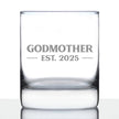 Godmother Est 2025 - New Godmother Whiskey Rocks Glass Proposal Gift for First Time Godparents - Bold 10.25 Oz Glasses
