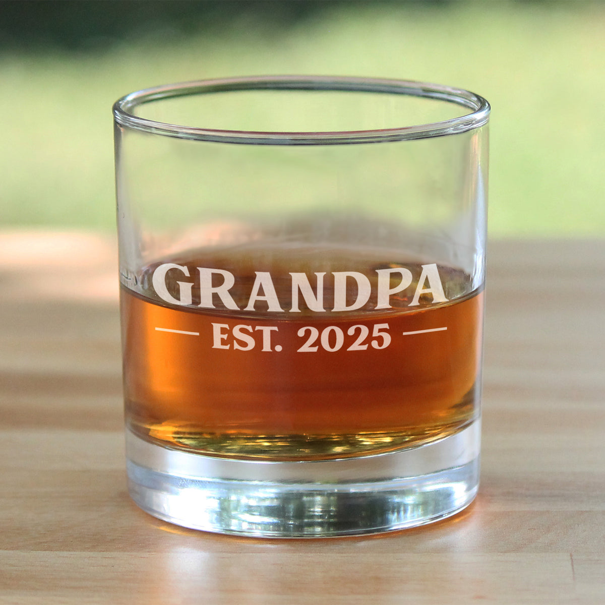 Grandpa Est 2025 - New Grandfather Whiskey Rocks Glass Gift for First Time Grandparents - Bold 10.25 Oz Glasses