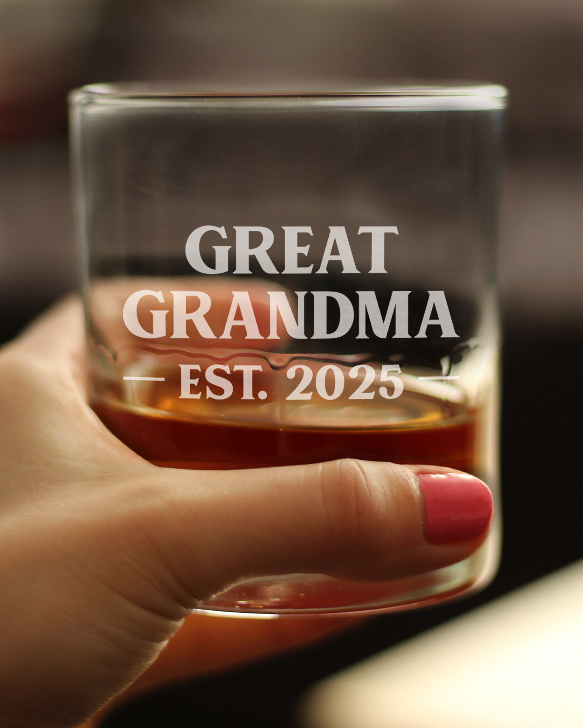 Great Grandma Est 2025 - New Great Grandmother Whiskey Rocks Glass Gift for First Time Great Grandparents - Bold 10.25 Oz Glasses