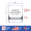 Great Grandpa Est 2025 - New Great Grandfather Whiskey Rocks Glass Gift for First Time Great Grandparents - Bold 10.25 Oz Glasses