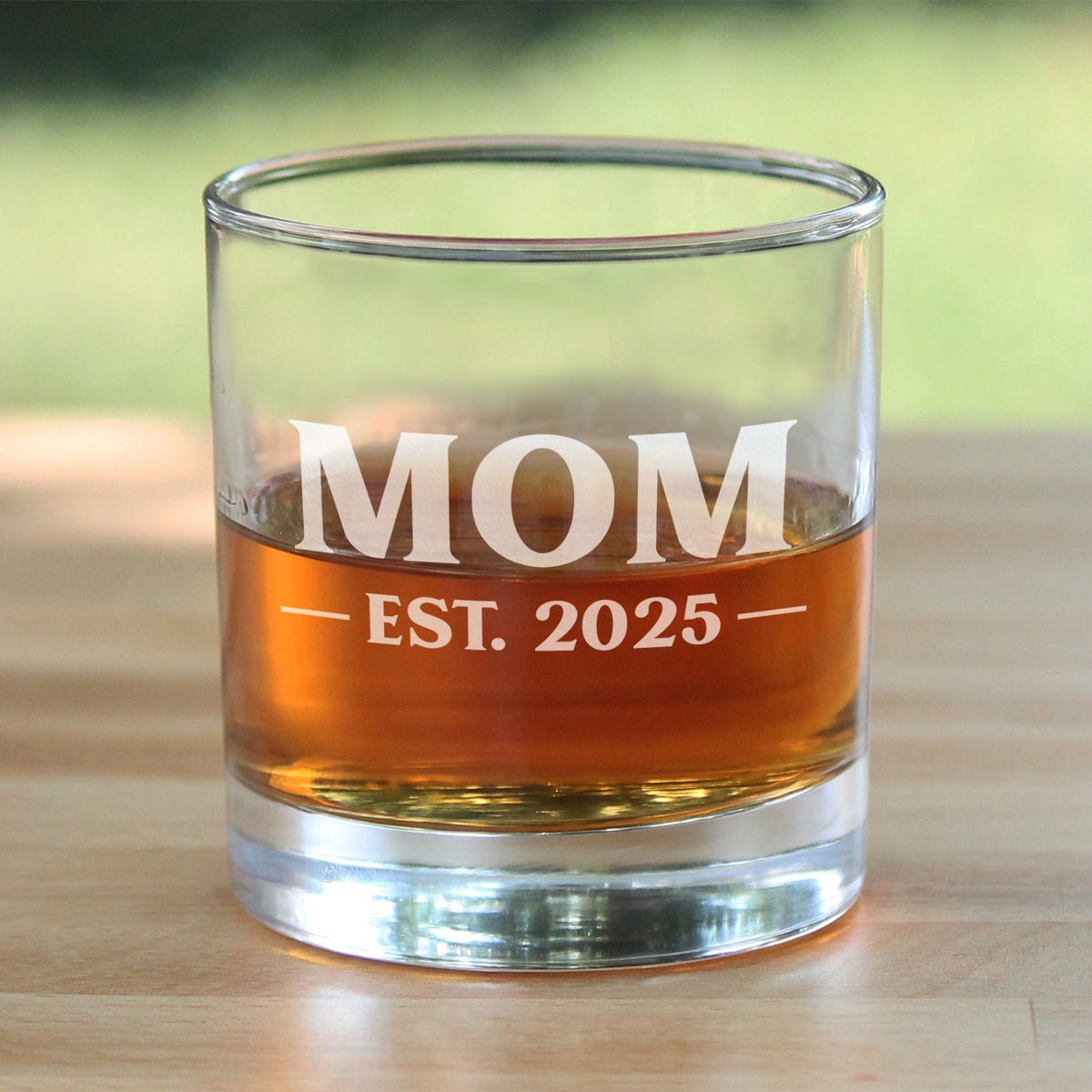 Mom Est 2025 - New Mother Whiskey Rocks Glass Gift for First Time Parents - Bold 10.25 Oz Glasses