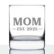 Mom Est 2025 - New Mother Whiskey Rocks Glass Gift for First Time Parents - Bold 10.25 Oz Glasses