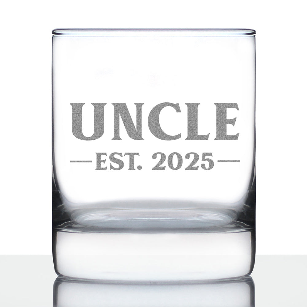 Uncle Est 2025 - Whiskey Rocks Glass Gift for First Time Uncles - Bold 10.25 Oz Glasses