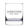 Godfather Est 2026 - Engraved Rocks Glass - New Godfather Gift for First Time Godparents - Bold Weighted Whiskey Glasses - 10.25 oz