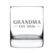 Grandma Est 2026 - Engraved Rocks Glass - New Grandmother Gift for First Time Grandparents - Bold Weighted Whiskey Glasses - 10.25 oz