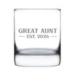 Great Aunt Est 2026 - Engraved Rocks Glass - New Great Aunt Gift for First Time Great Aunts - Bold Weighted Whiskey Glasses - 10.25 oz