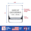Great Grandma Est 2026 - Engraved Rocks Glass - New Great Grandmother Gift for First Time Great Grandparents - Bold Weighted Whiskey Glasses - 10.25 oz
