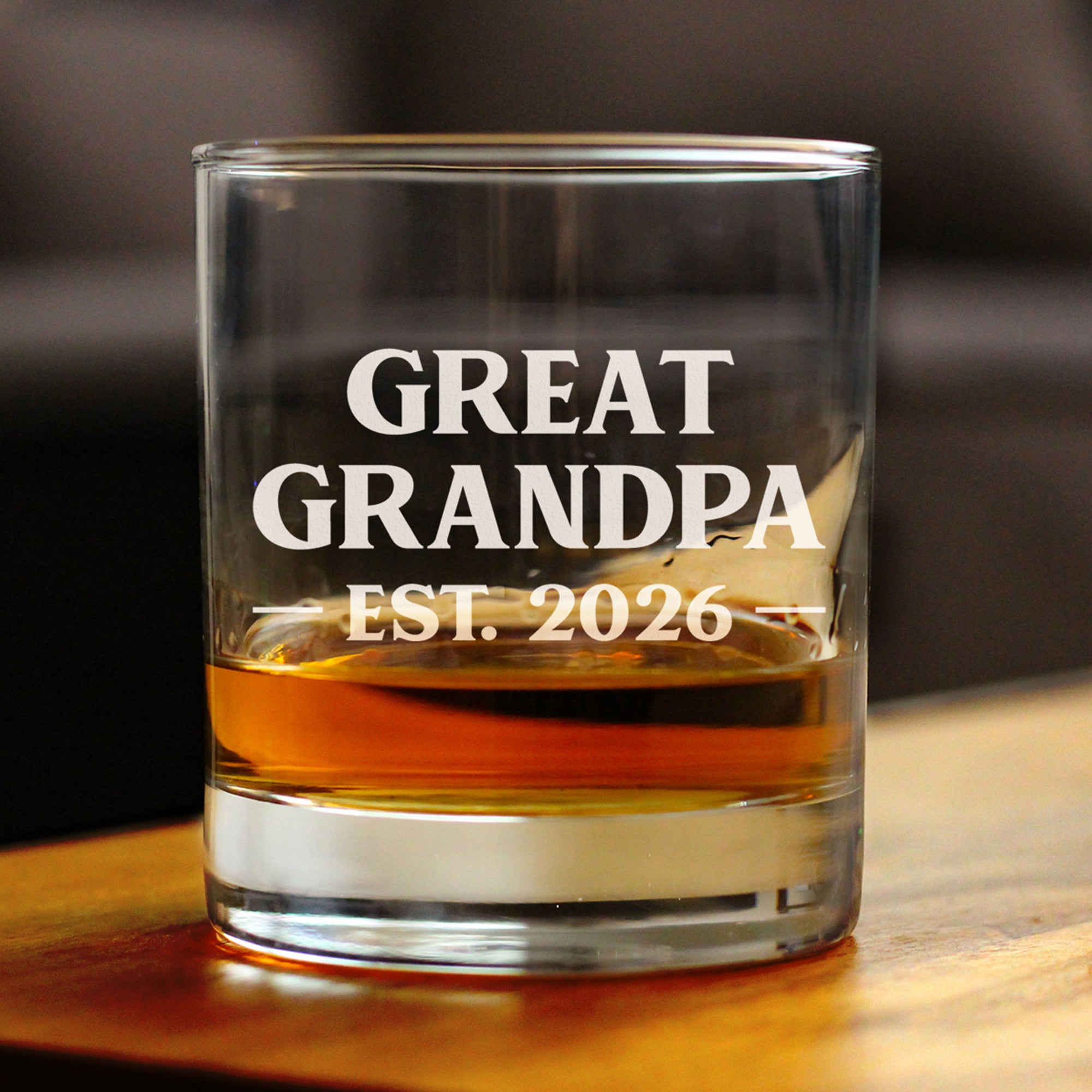 Great Grandpa Est 2026 - Engraved Rocks Glass - New Great Grandfather Gift for First Time Great Grandparents - Bold Weighted Whiskey Glasses - 10.25 oz