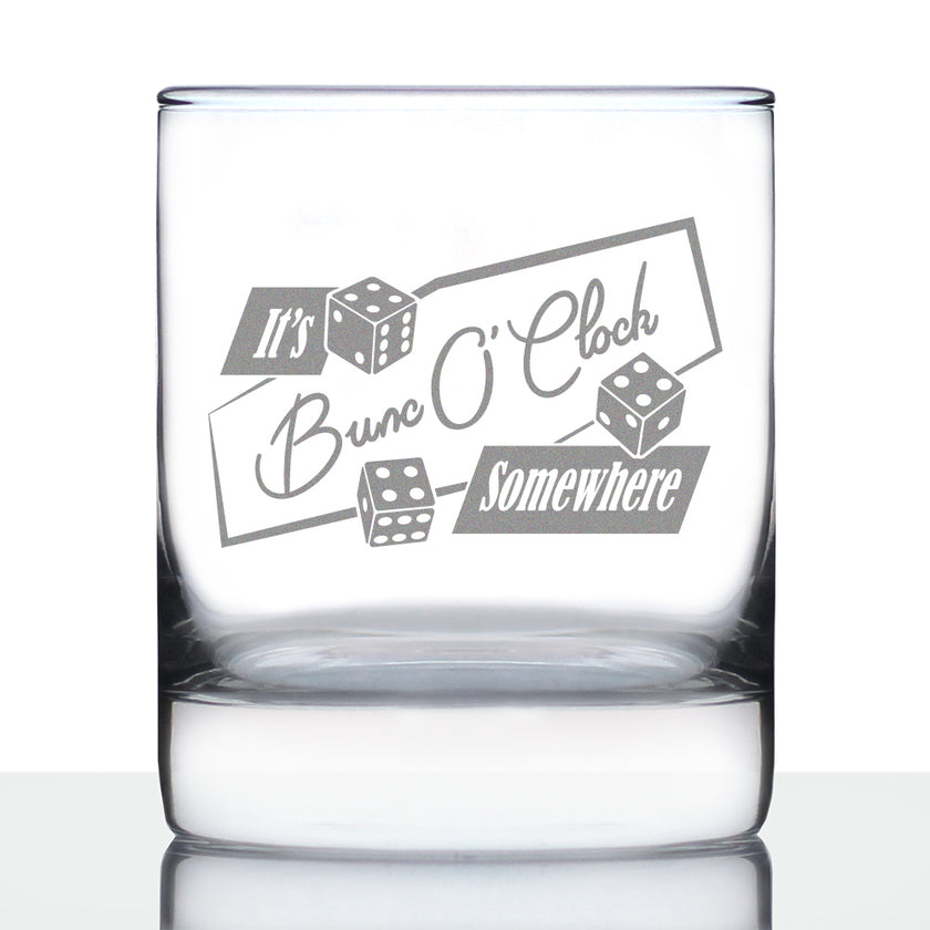 BuncO 'Clock Somewhere Rocks Glass - Bunco Decor and Bunco Gifts for Women - 10.25 Oz Glasses