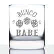 Bunco Babe Rocks Glass - Bunco Decor and Bunco Gifts for Women - 10.25 Oz Glasses