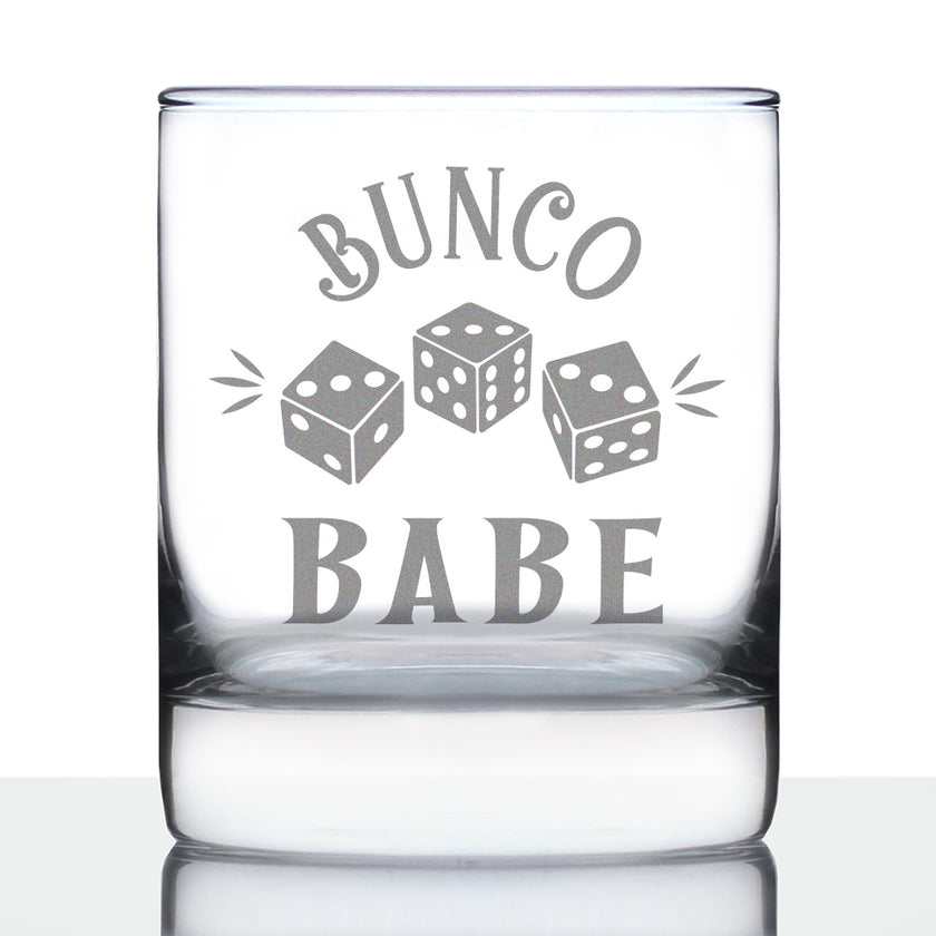 Bunco Babe Rocks Glass - Bunco Decor and Bunco Gifts for Women - 10.25 Oz Glasses