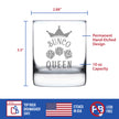Bunco Queen Rocks Glass - Bunco Decor and Bunco Gifts for Women - 10.25 Oz Glasses