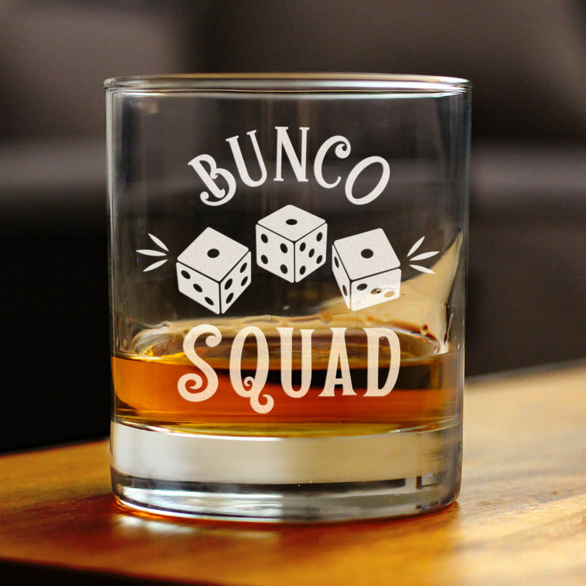 Bunco Squad Rocks Glass - Bunco Decor and Bunco Gifts for Women - 10.25 Oz Glasses