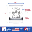 Bunco Squad Rocks Glass - Bunco Decor and Bunco Gifts for Women - 10.25 Oz Glasses