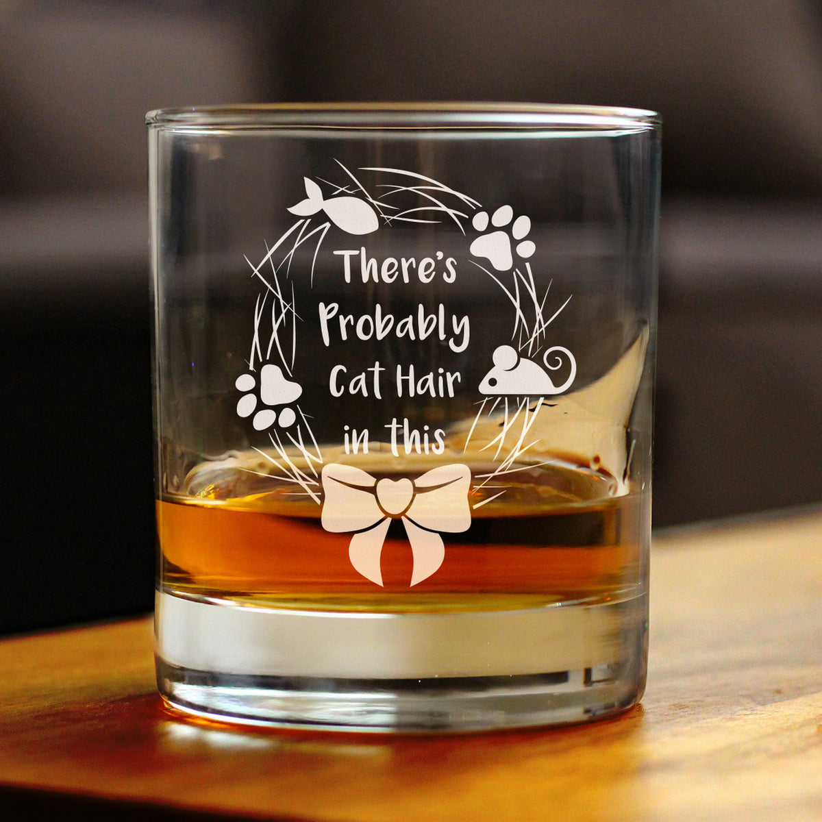 Probably Cat Hair In This - Whiskey Rocks Glass - Funny Cat Gifts for Women &amp; Men - 10.25 oz Glasses