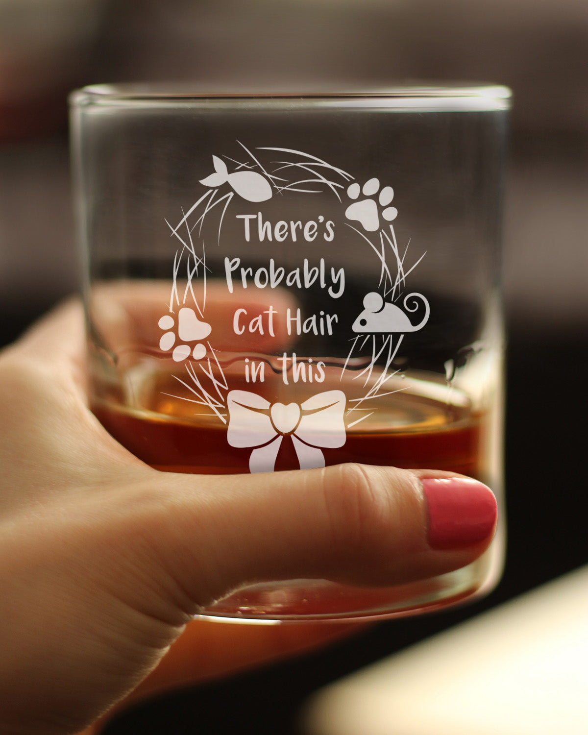 Probably Cat Hair In This - Whiskey Rocks Glass - Funny Cat Gifts for Women &amp; Men - 10.25 oz Glasses