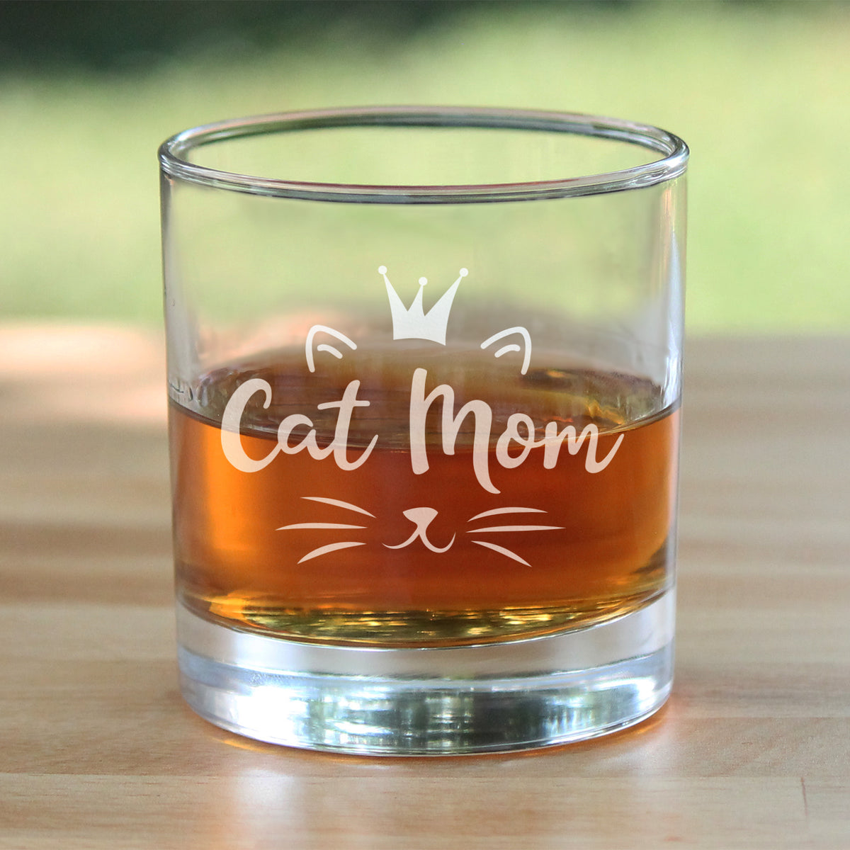 Cat Mom - Whiskey Rocks Glass Gift - Cute Gifts for Cat Lady - 10.25 oz Glasses