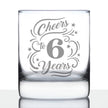 Cheers to 6 Years - Whiskey Rocks Glass Gifts for Women & Men - 6th Anniversary Party Decor - 10.25 Oz Glasses