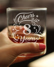 Cheers to 8 Years - Whiskey Rocks Glass Gifts for Women & Men - 8th Anniversary Party Decor - 10.25 Oz Glasses