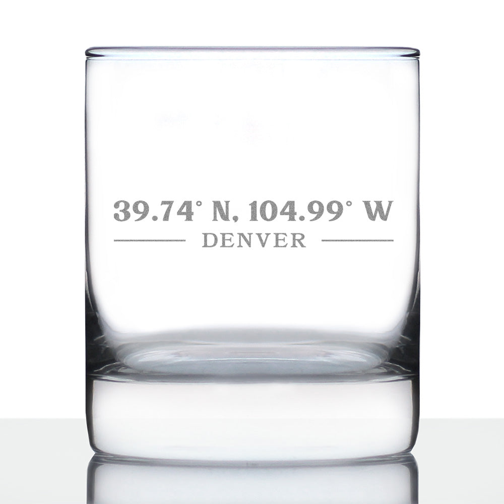 Denver Coordinates - 10 Ounce Rocks Glass