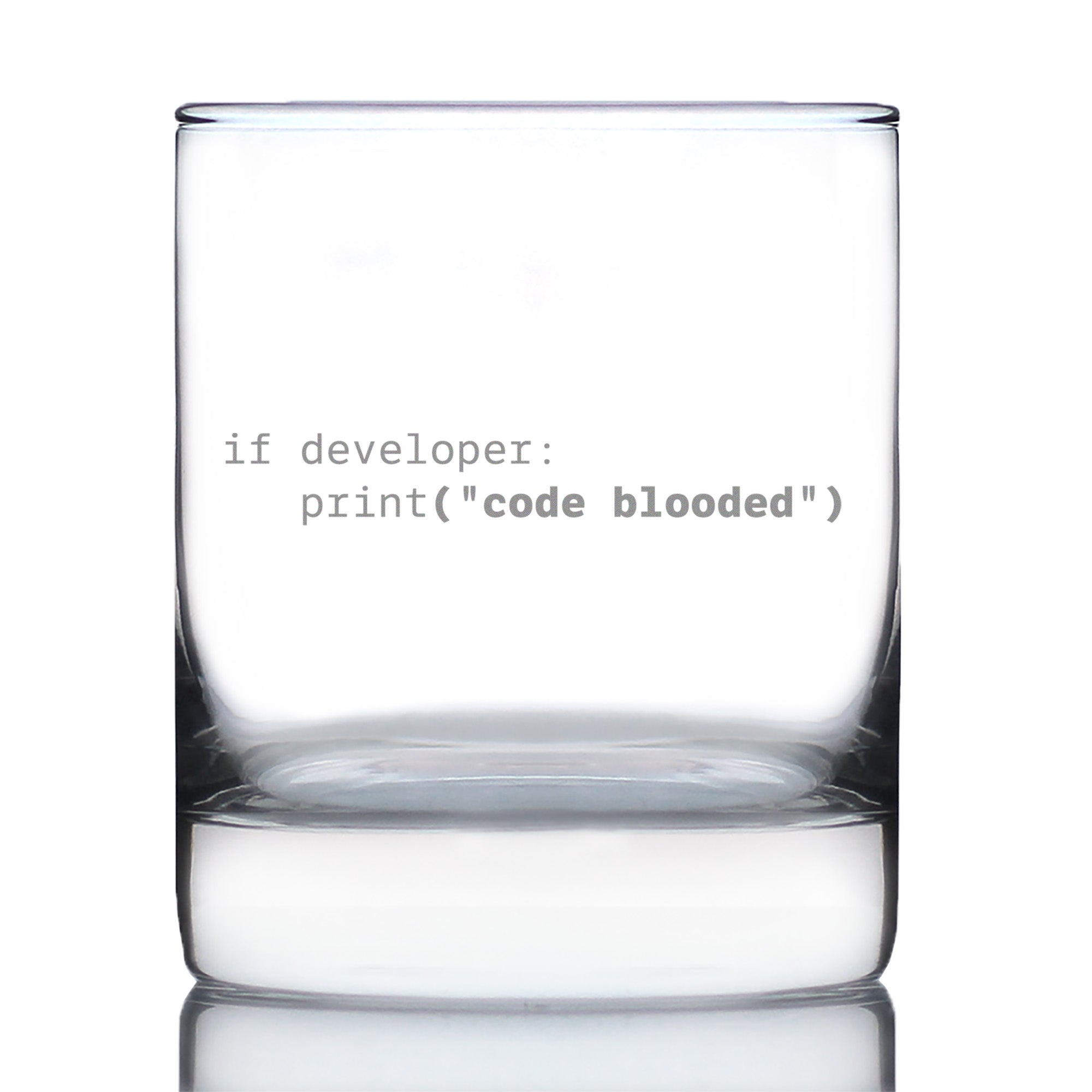 Code Blooded Engraved Rocks Glass Gifts for Programmer, Coder & Computer Geeks Weighted Whiskey Glasses - 10.25 oz