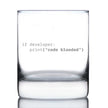 Code Blooded Engraved Rocks Glass Gifts for Programmer, Coder & Computer Geeks Weighted Whiskey Glasses - 10.25 oz