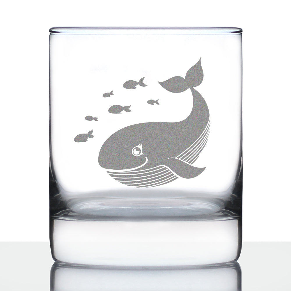 Cute Whale Rocks Glass - Beach Themed Decor and Gifts for Whale Lovers - 10.25 Oz Glasses