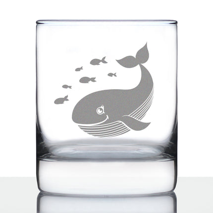 Cute Whale Rocks Glass - Beach Themed Decor and Gifts for Whale Lovers - 10.25 Oz Glasses