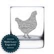 Hen Engraved Rocks Glass - Multi-Layer Engraved Whiskey Glasses - 10.25 oz